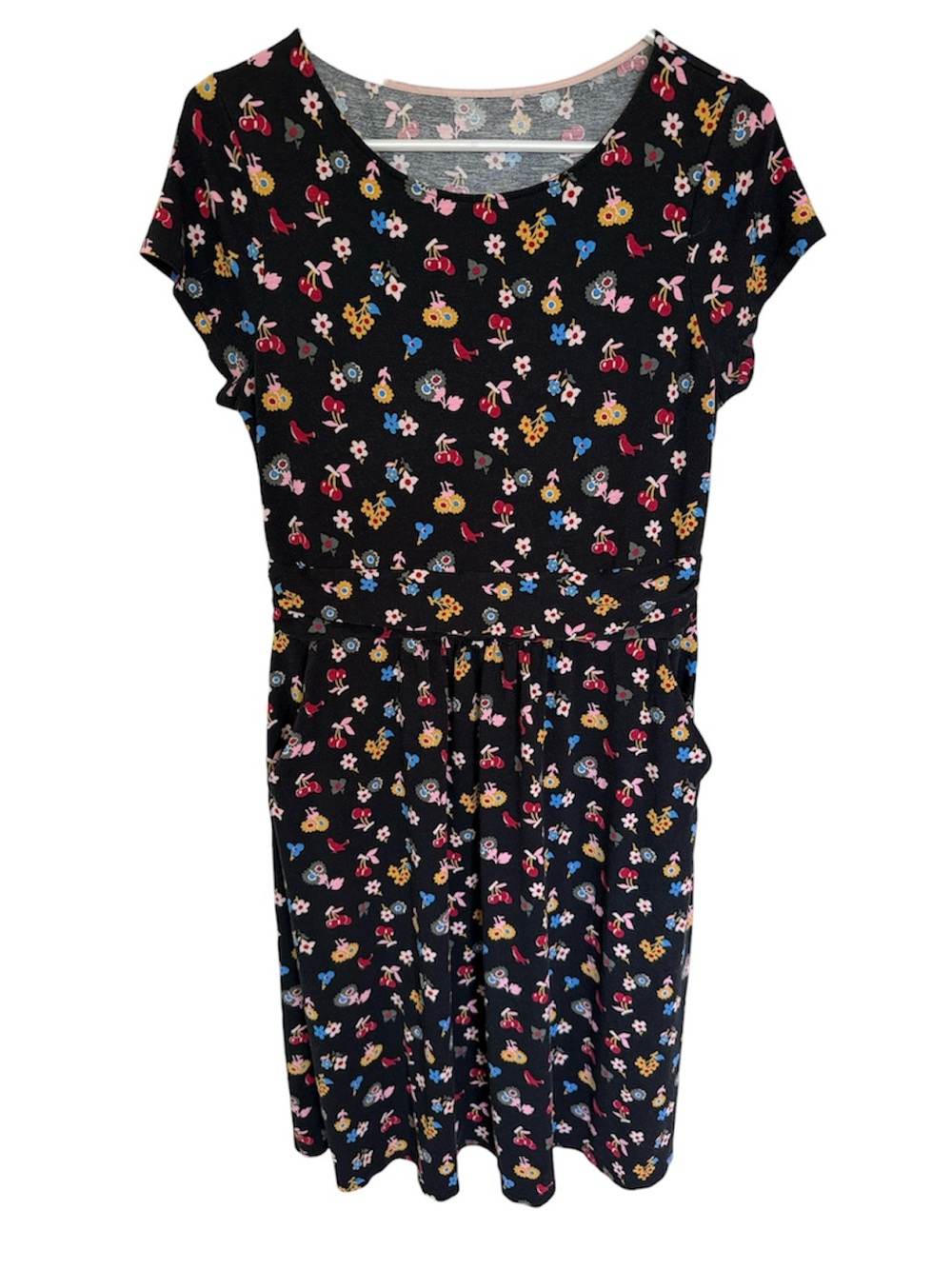 Boden Florrie Cherry Bird Floral Print Short Sleeve Dress size 8